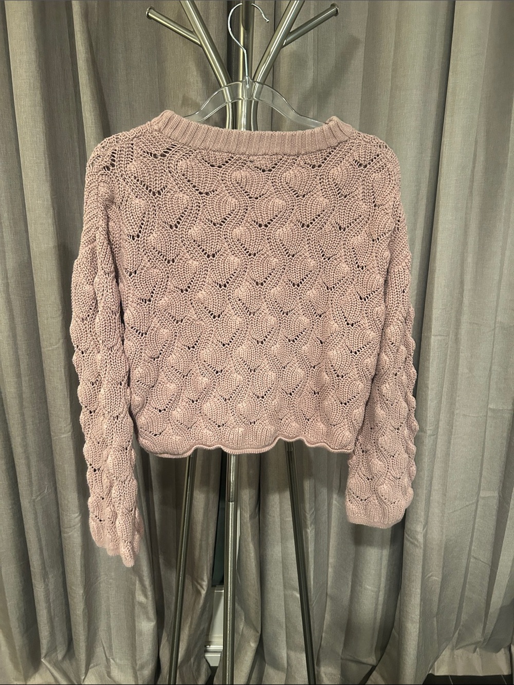 moon & madison Dusty Mauve Open-Stitch Crewneck Sweater - Picture 5 of 6